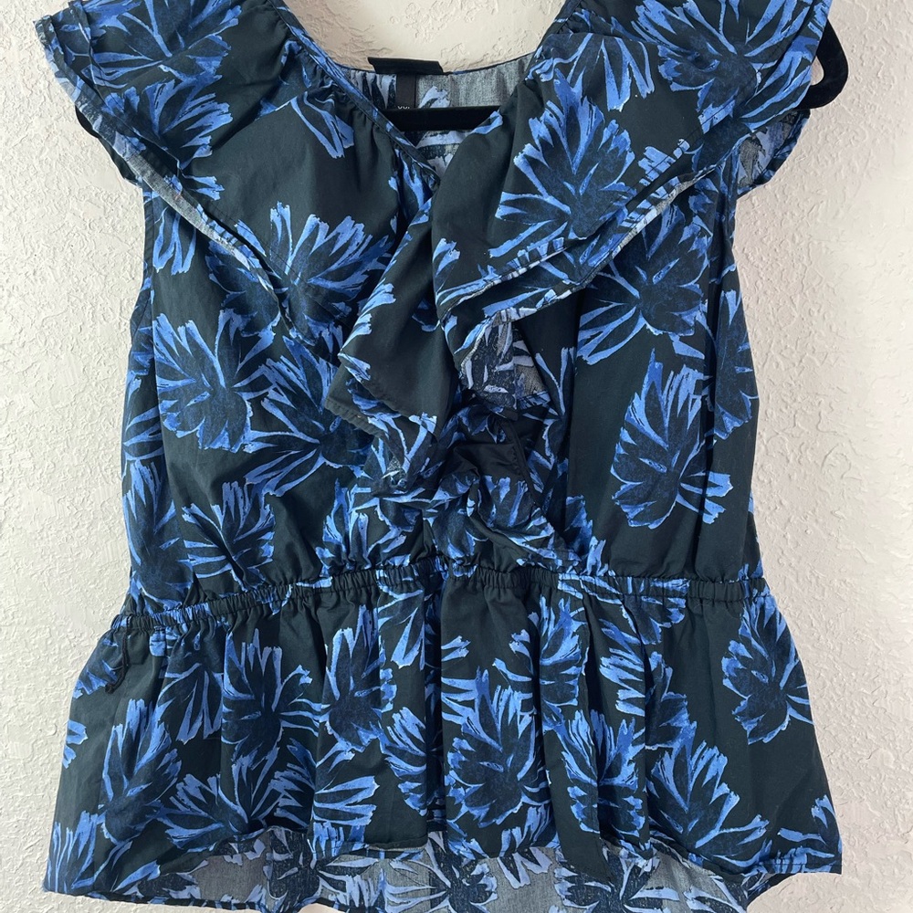 Who What Wear Ruffled Black Floral Blouse Sz XXL